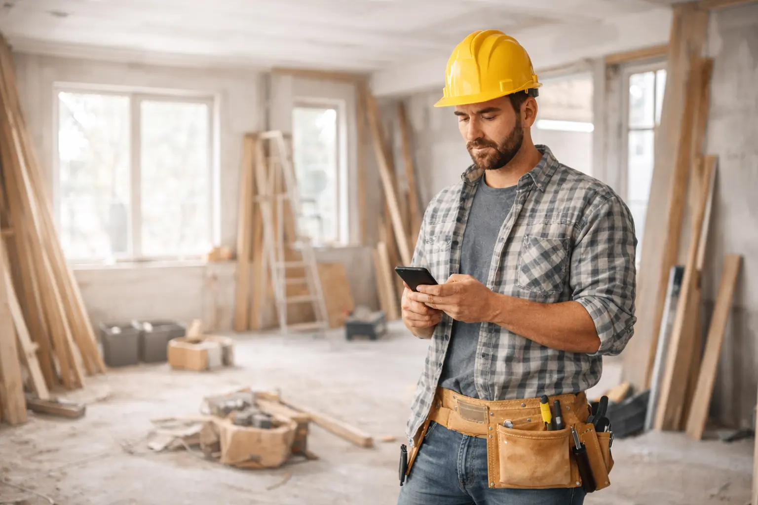 Artisan du bâtiment sur un chantier